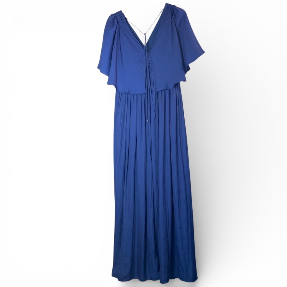 HALSON HERITAGE V-Neck Long Flowy Dress Evening Gown in Blue Size 2 - Picture 5 of 11